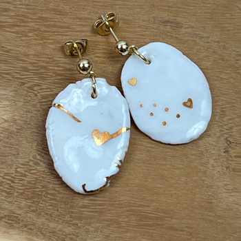 Owalne Kolczyki z Serduszkiem