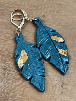 Kolczyki Piórka Morska Zieleń